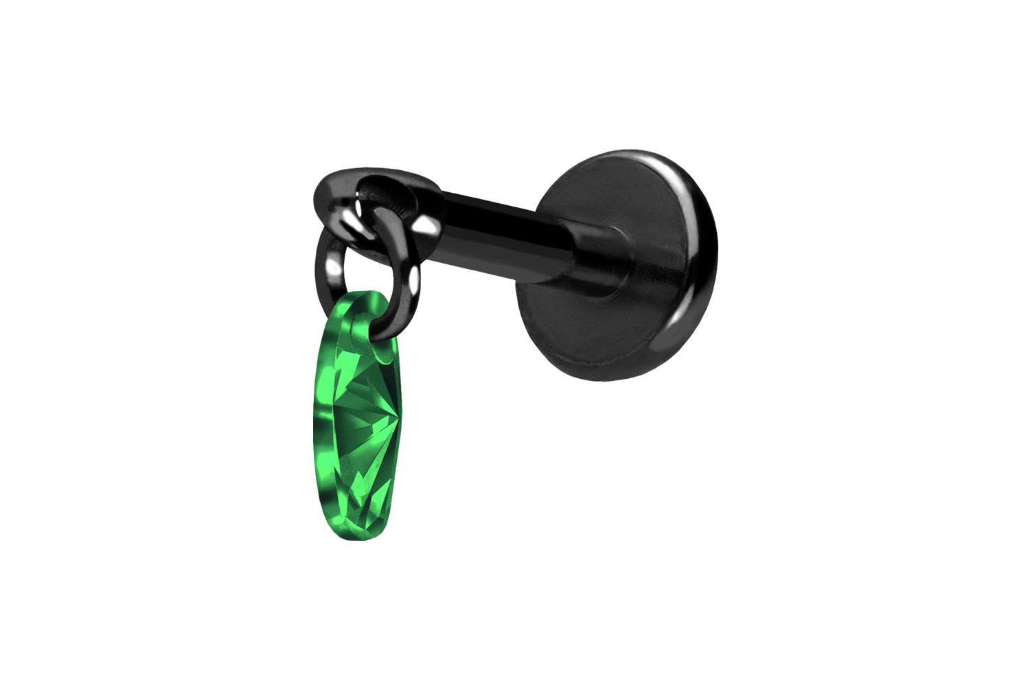 Titan Labret Piercing mit Push Fit KRISTALLOVAL